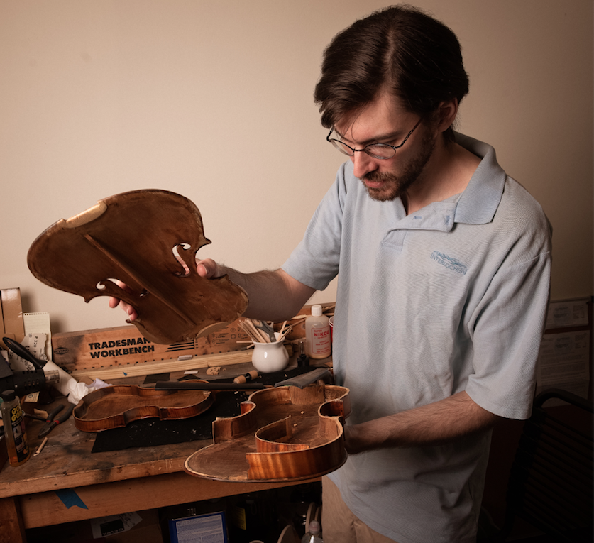 John Weisberg — Luthier at work, workshop photo 2