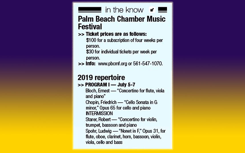 Palm Beach Chamber Music Festival Repertoire 2019