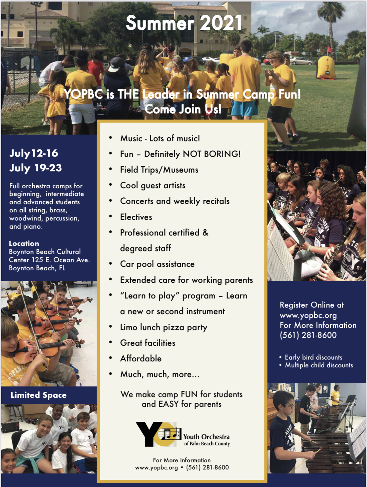 Youth Orchestra of Palm Beach County Summer Camp Info 2021