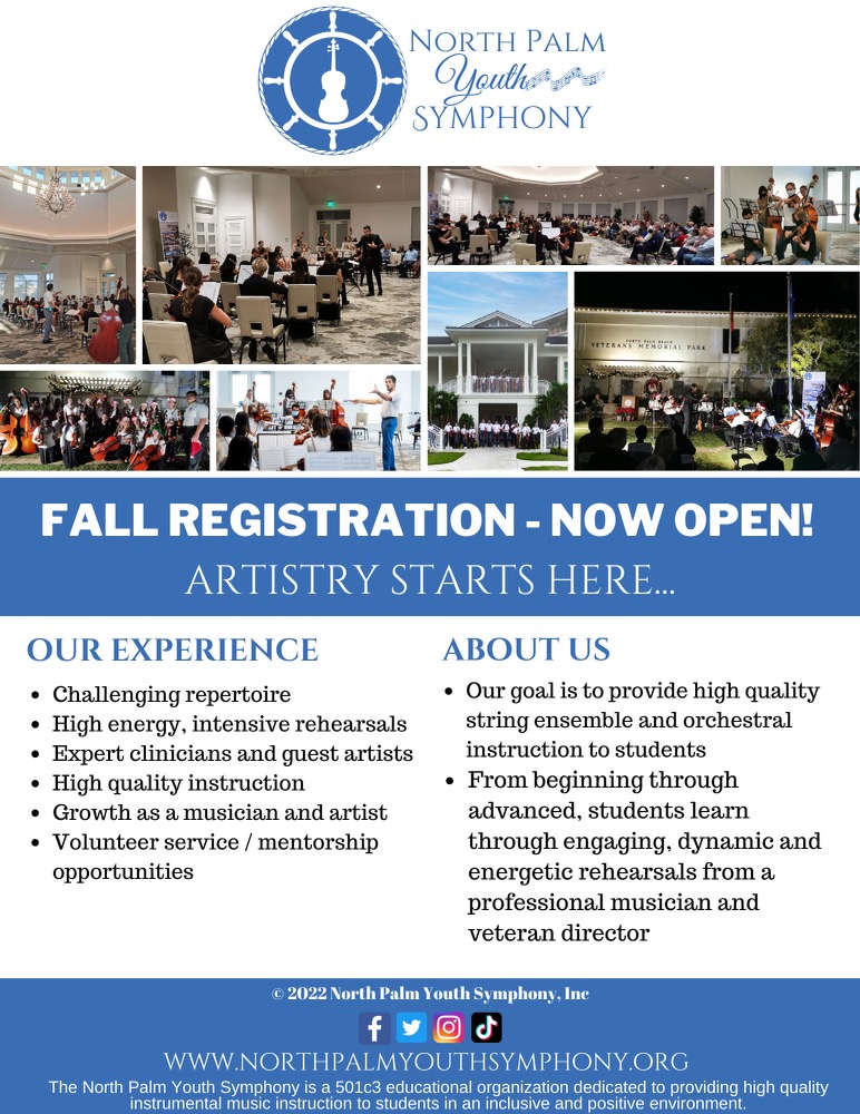 North Palm Youth Symphony 2022 Fall Registration